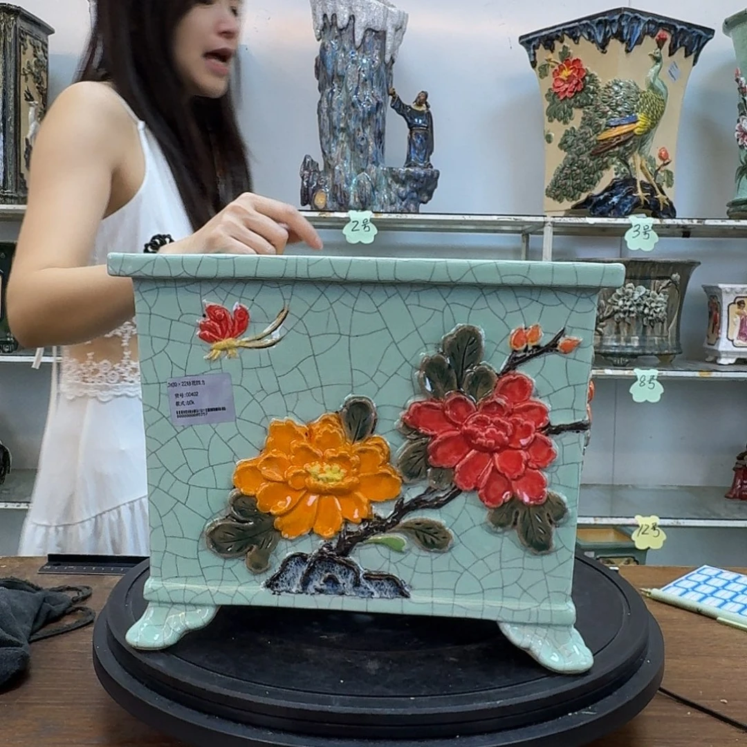 糖***冰完全开放石湾盆251陶泥花盆