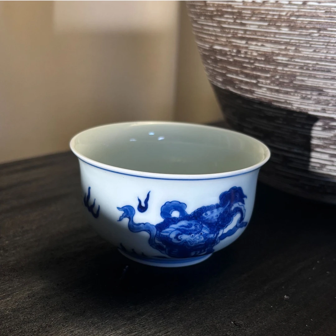 全手绘双狮主人杯