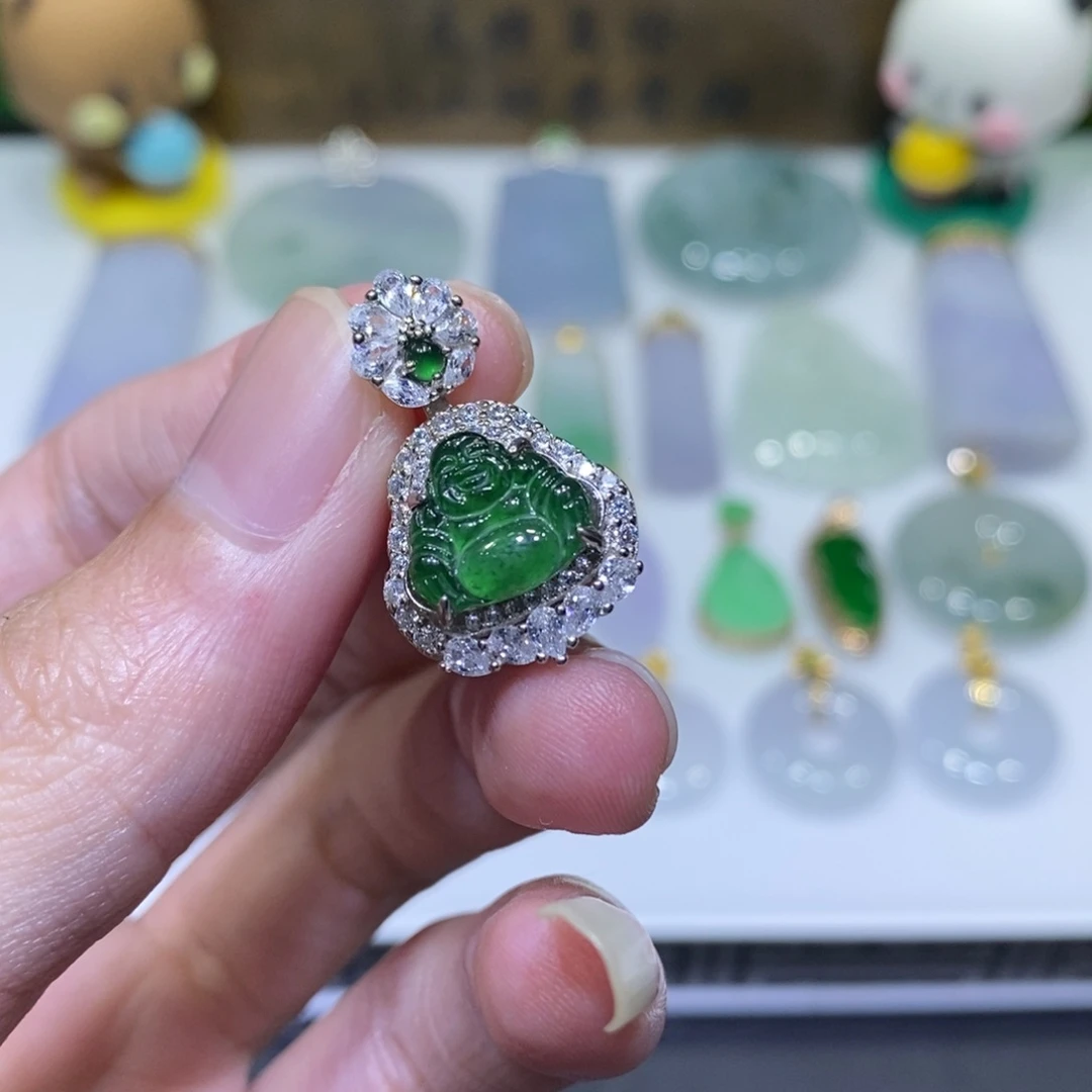 翡翠银S925镶嵌吊坠(不含链)