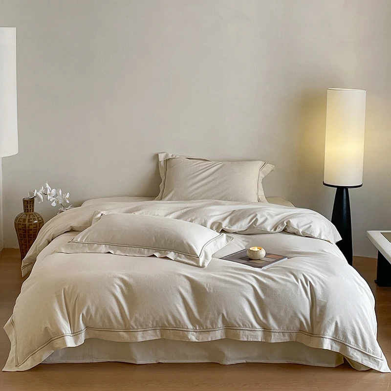 南法假日-极简素色纯色棉麻汉麻纯色素色四季通用四件套床品套件