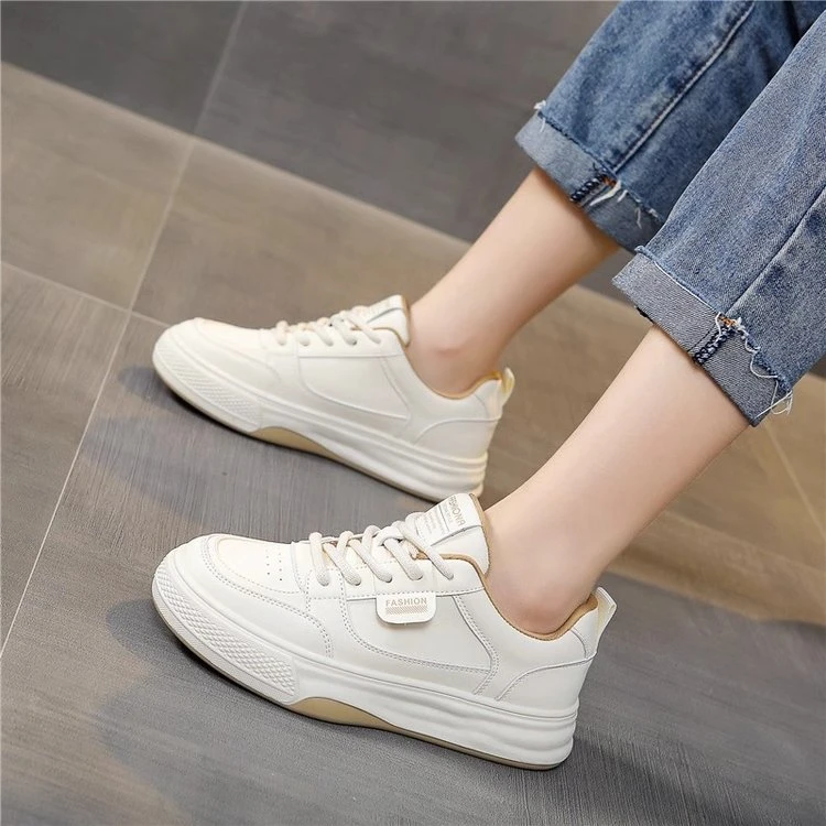 爆款平底小白鞋休闲鞋2024新款网红百搭运动鞋厚底鞋真皮-L690