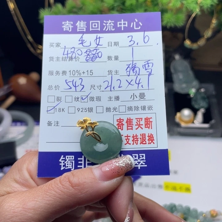 翡翠颈饰18K金镶嵌毛*