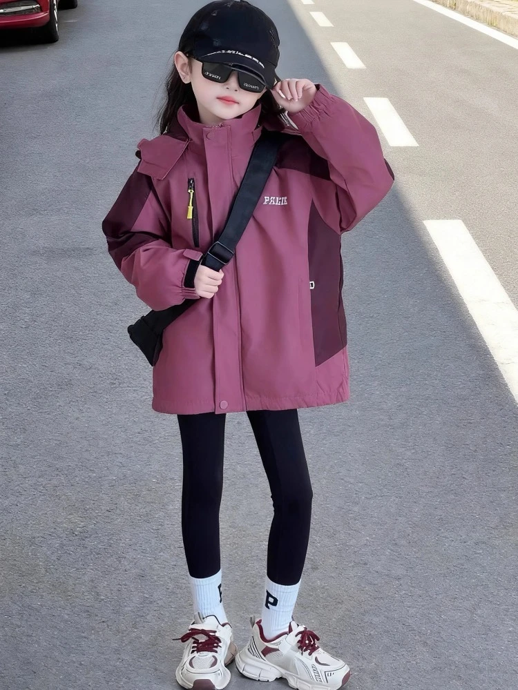 女童秋外套2025新款中大童秋冬季三合一冲锋衣可拆卸儿童秋装风衣