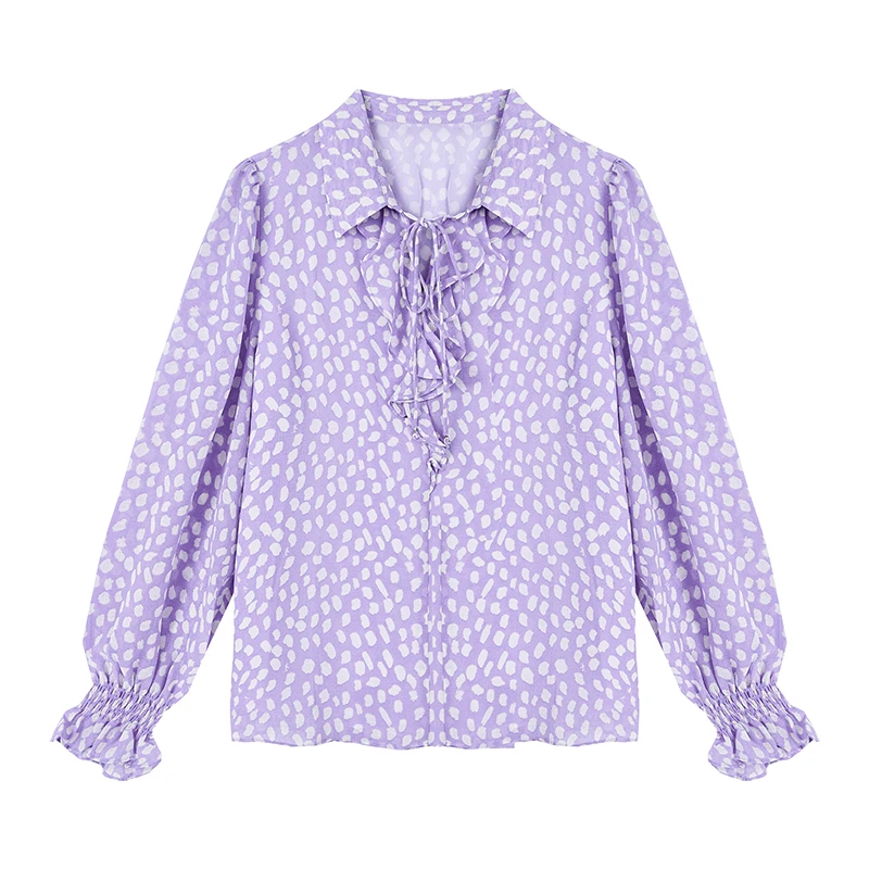 【达人专属】优雅撞色波点衬衫N1252