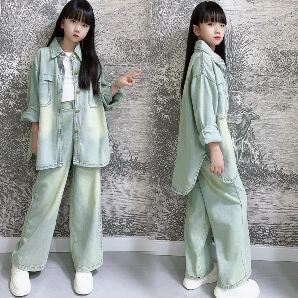 女童春装牛仔套装2025新款儿童女孩大童洋气时髦炸街春秋款两件套