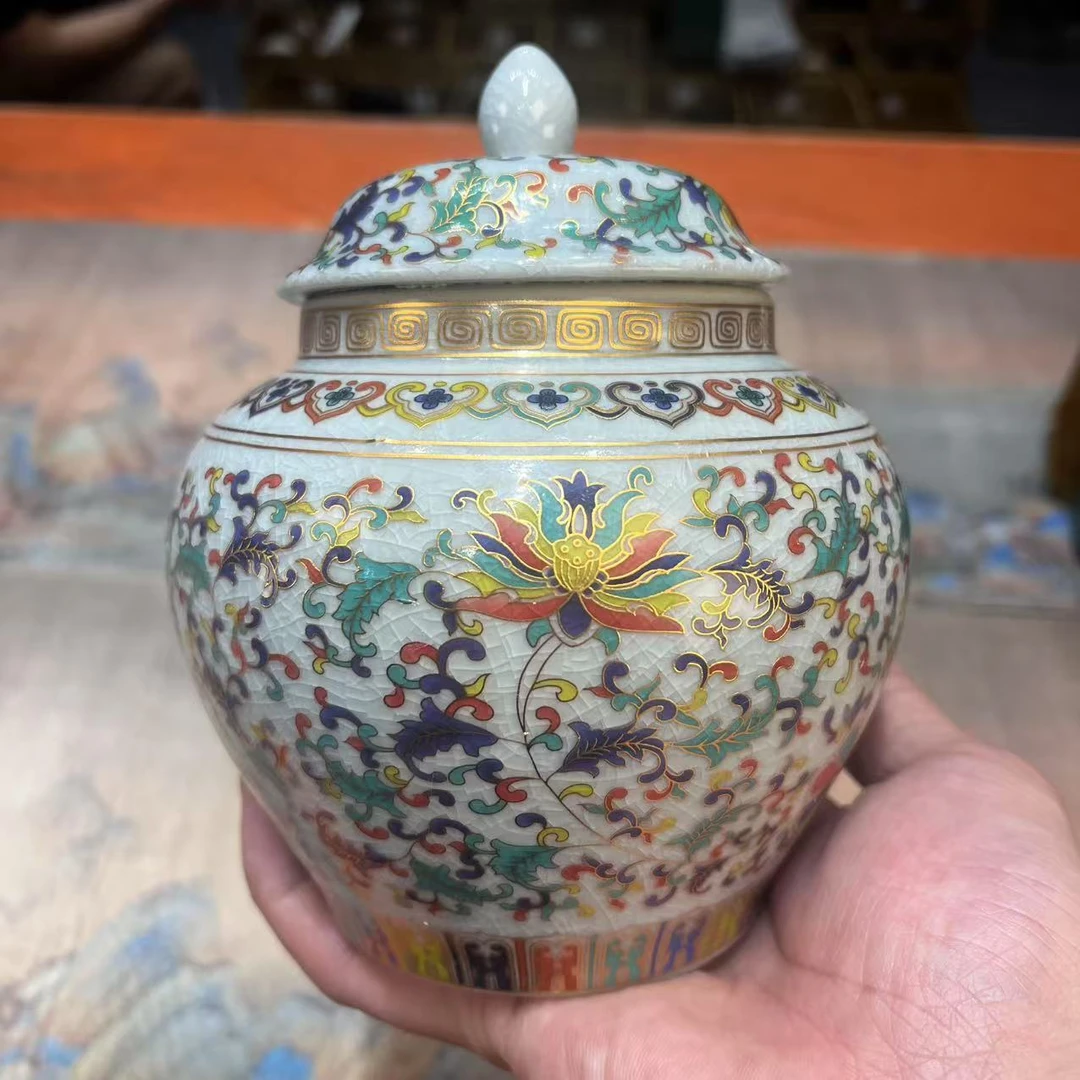 友名 七彩珐琅彩将军茶叶罐密封罐5869