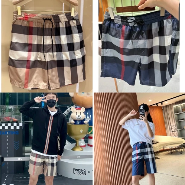 未使用 BURBERRY/博柏利 男款格纹沙滩短裤 4000