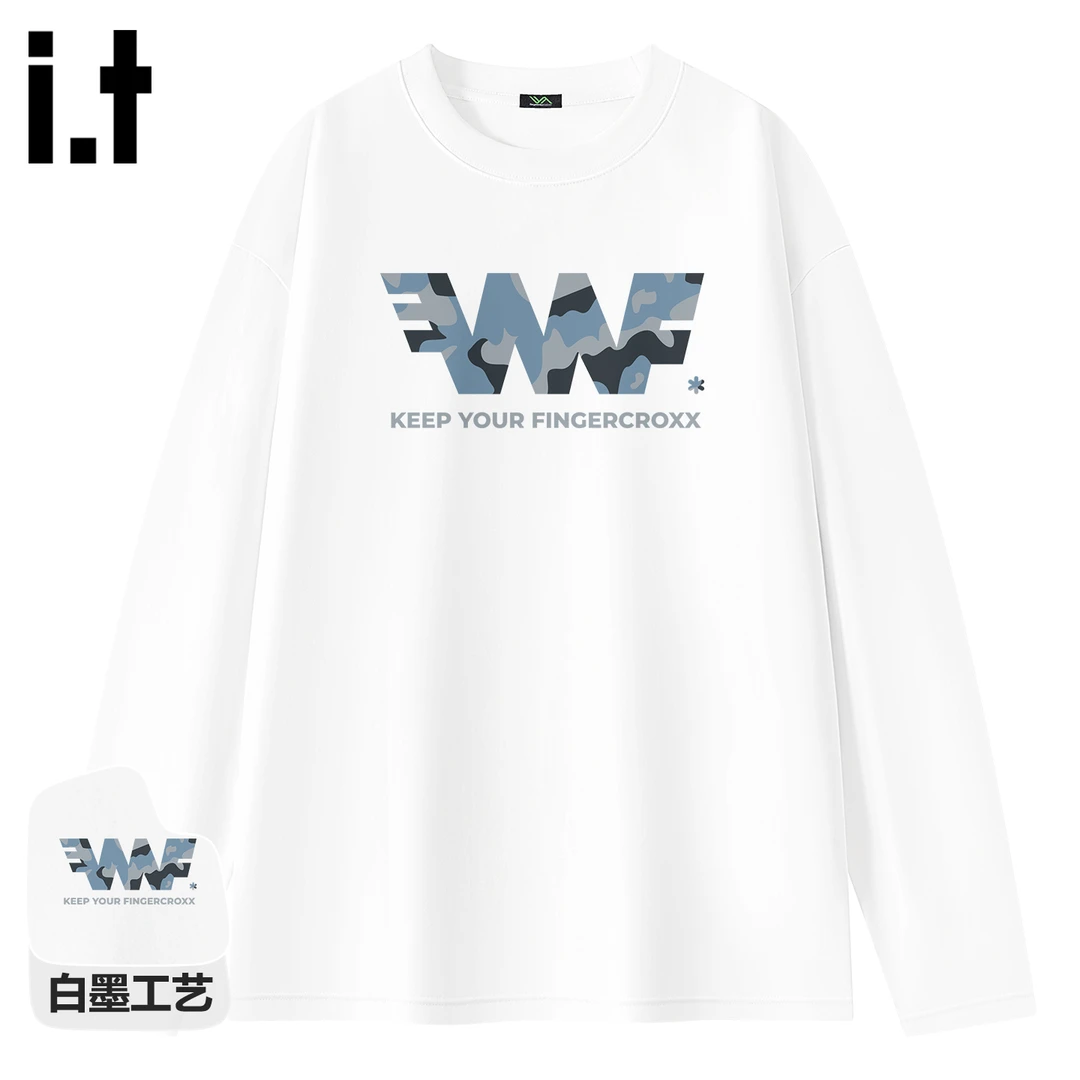 it FINGERCROXX极简风长袖t恤男2025新款秋季韩系休闲纯棉打底衫