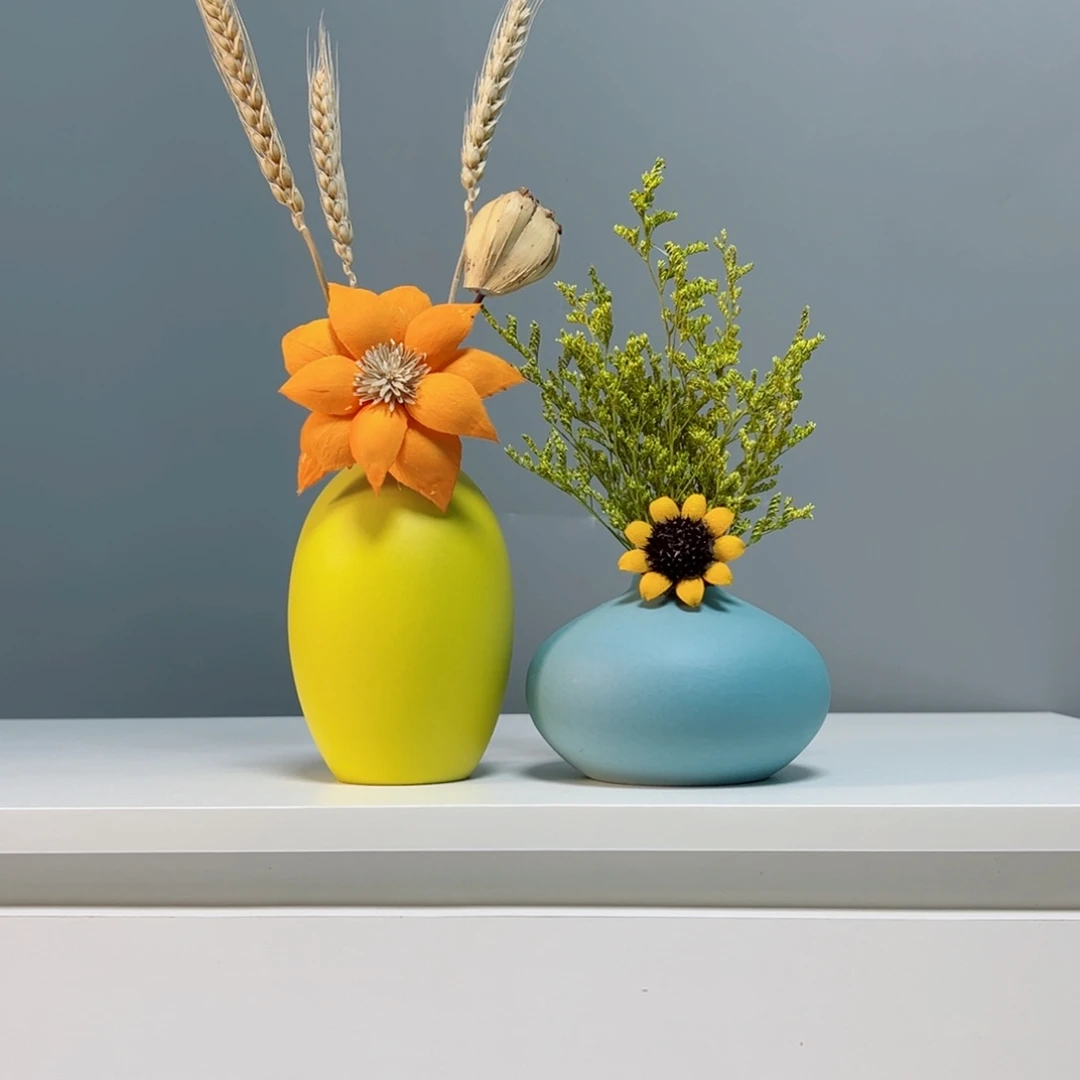 摆件景德镇手作陶瓷花瓶摆件无孔