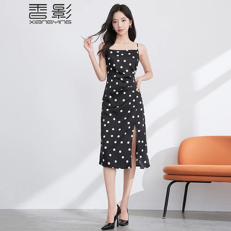 Q4023201连衣裙 香影吊带连衣裙女秋冬季新款气质抽