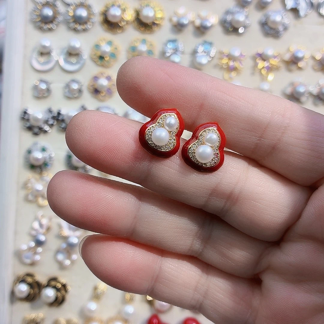 美***！合金淡水珍珠耳饰