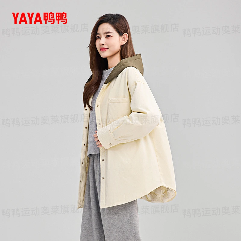 YAYA/鸭鸭2025年新款女款中长款时尚休闲百搭外套YE5A601201E
