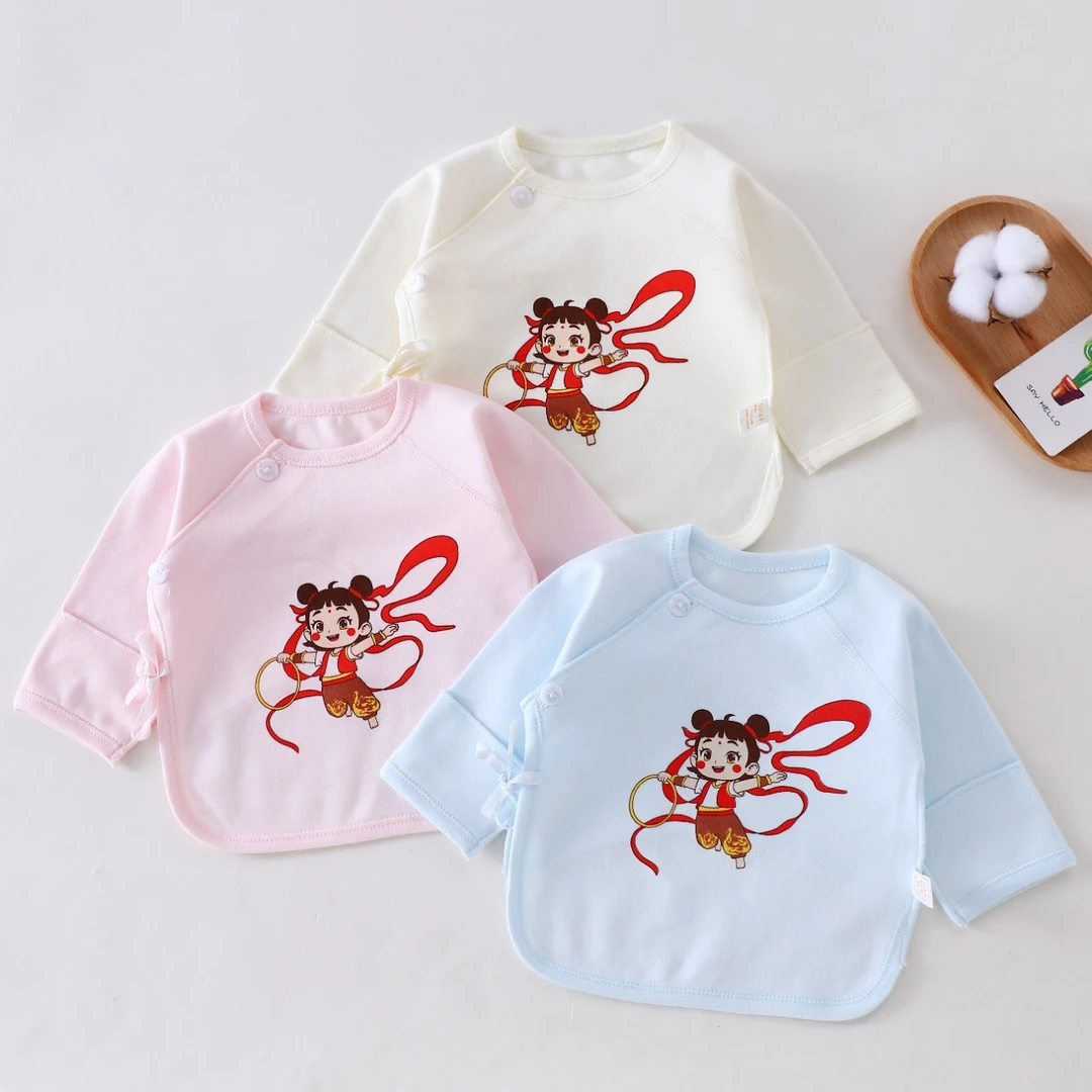 新生儿四季款半背衣初生婴儿纯棉衣服春秋冬保暖打底产房备产上衣