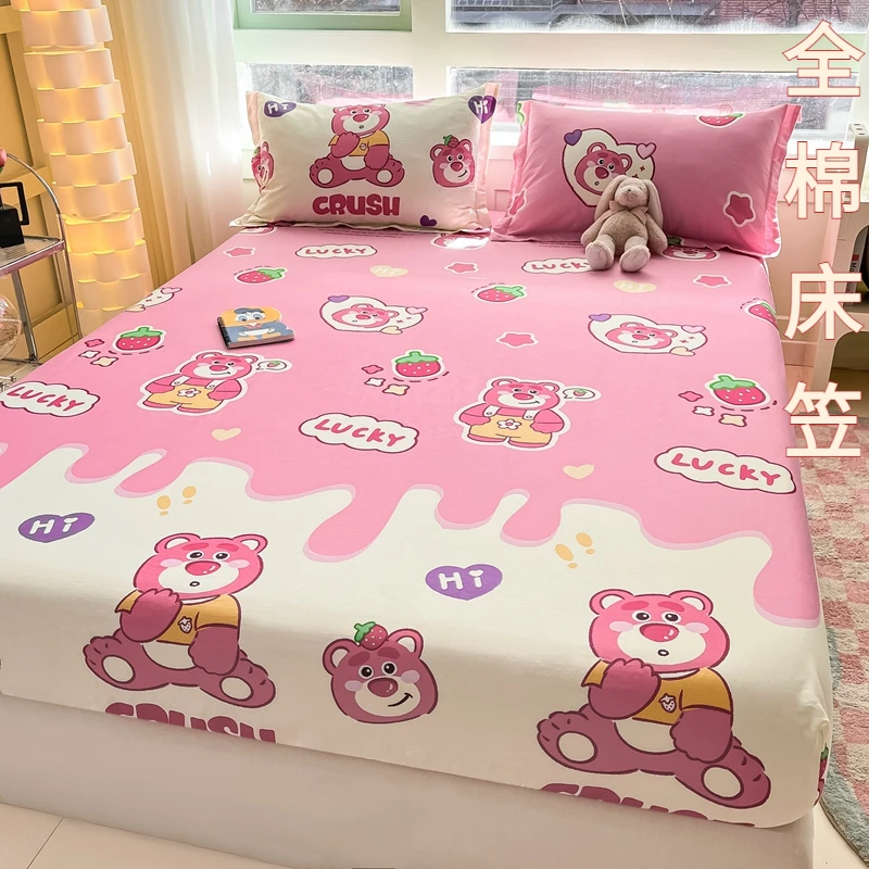 新款全棉床笠单件100纯棉儿童床罩单人加厚保护套防尘床垫套防滑3