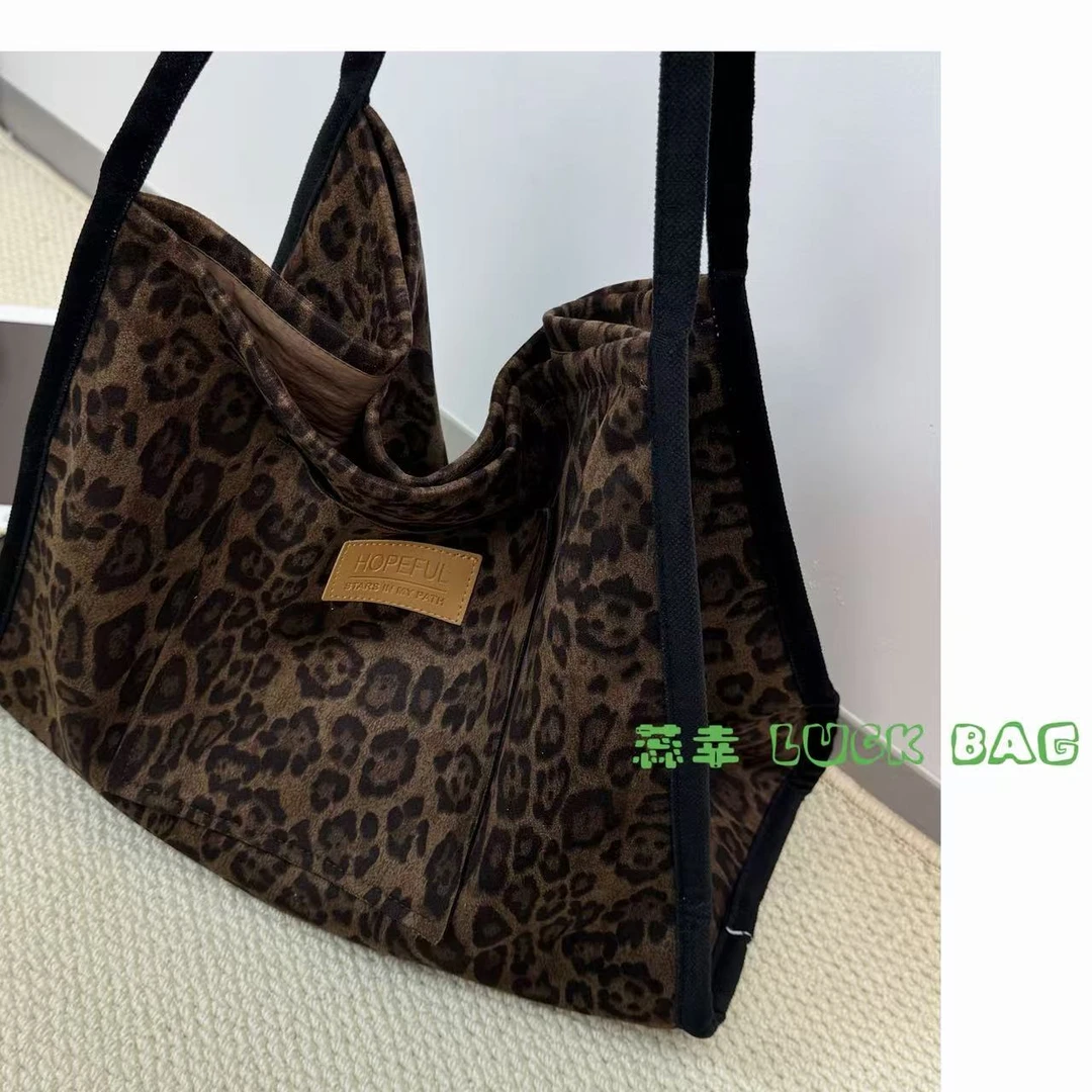 秋冬文艺风女士豹纹棕色托特包单肩包轻奢