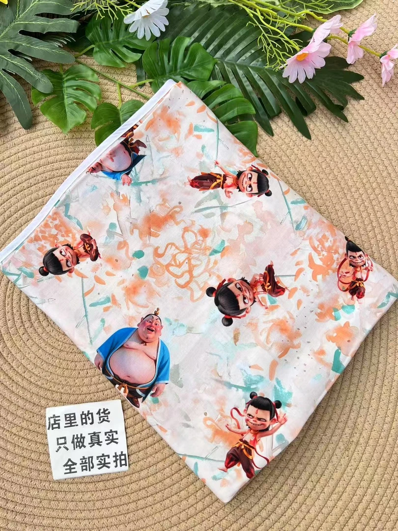 1.25米×1.4米双层盖毯青岛特产凉感人造棉卡通印花儿童棉绸夏凉被