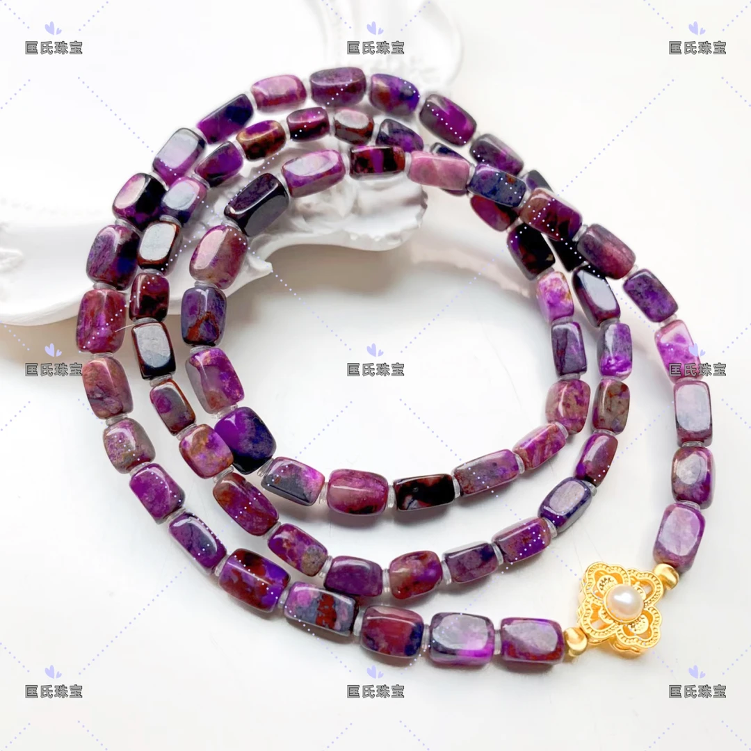 匡氏珠宝18K舒俱来泥地樱花紫随形三圈手链Z-HL-A4678多样性发一