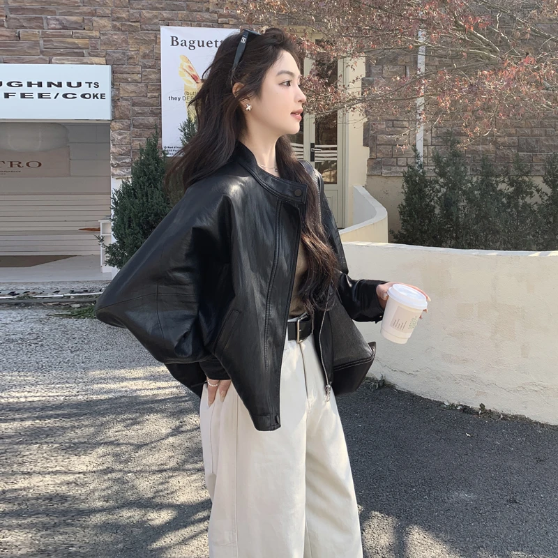 黑色高级感皮衣外套女2025初秋新款网红炸街流行百搭时髦夹克上衣