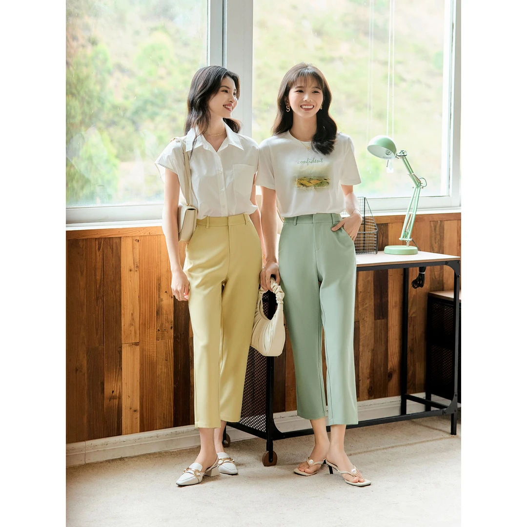 0814柒量一裁小个子多色九分西裤气质修身显瘦休闲裤通勤裤子女夏