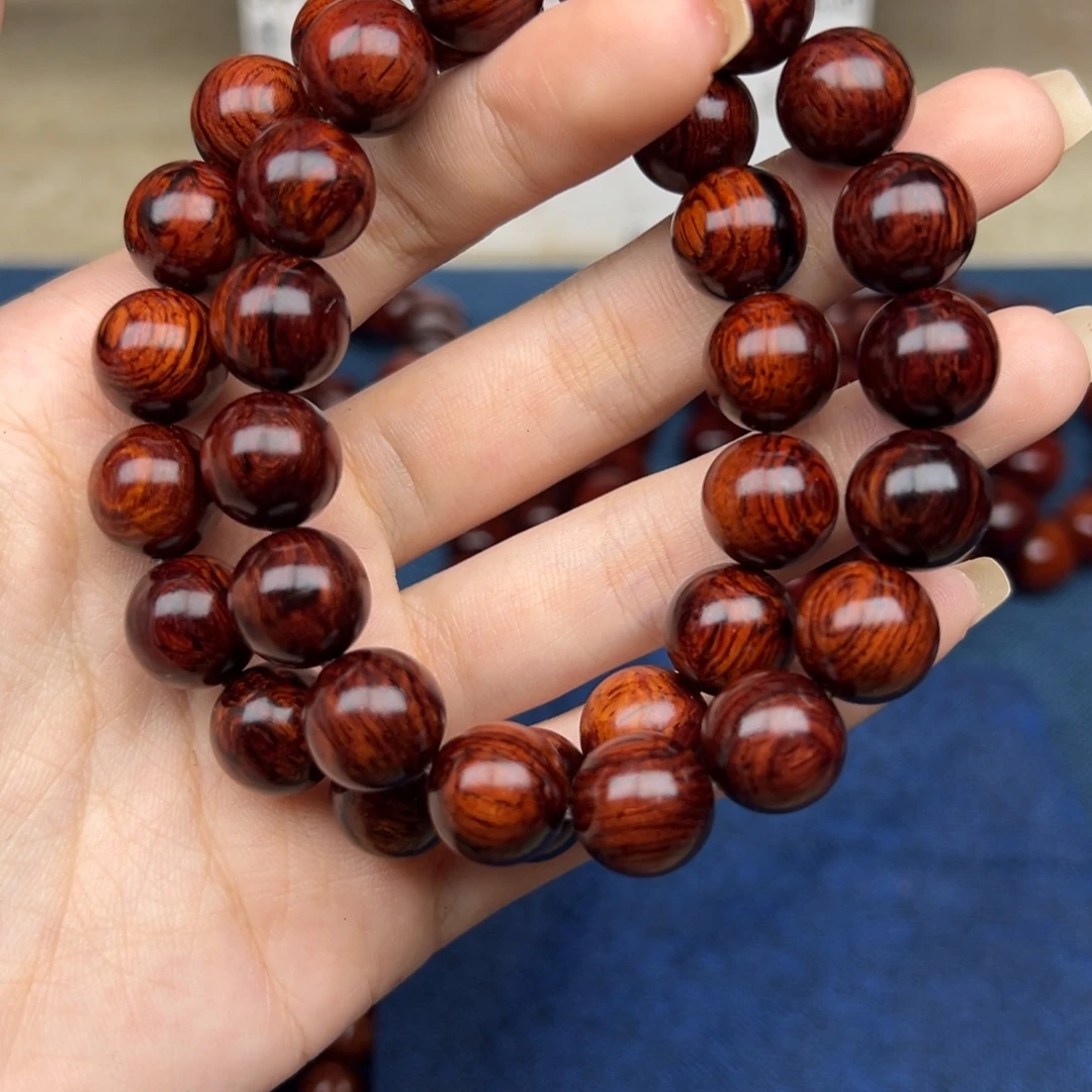 手串/手链花梨木类红降12圆珠满油单圈（瑕疵）