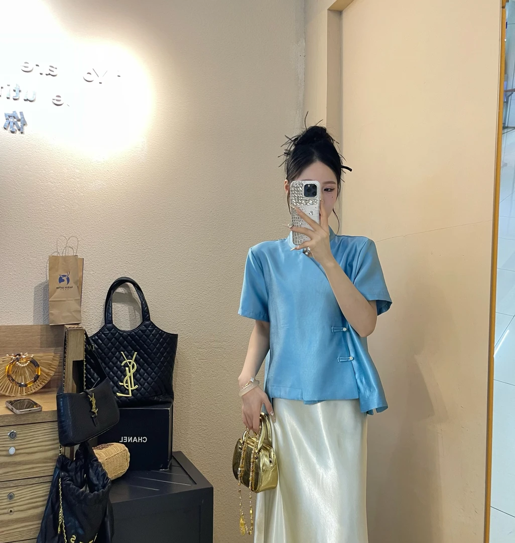 欧货夏季新款新中式复古国风盘扣衬衫高级感洋气百搭气质时尚休闲