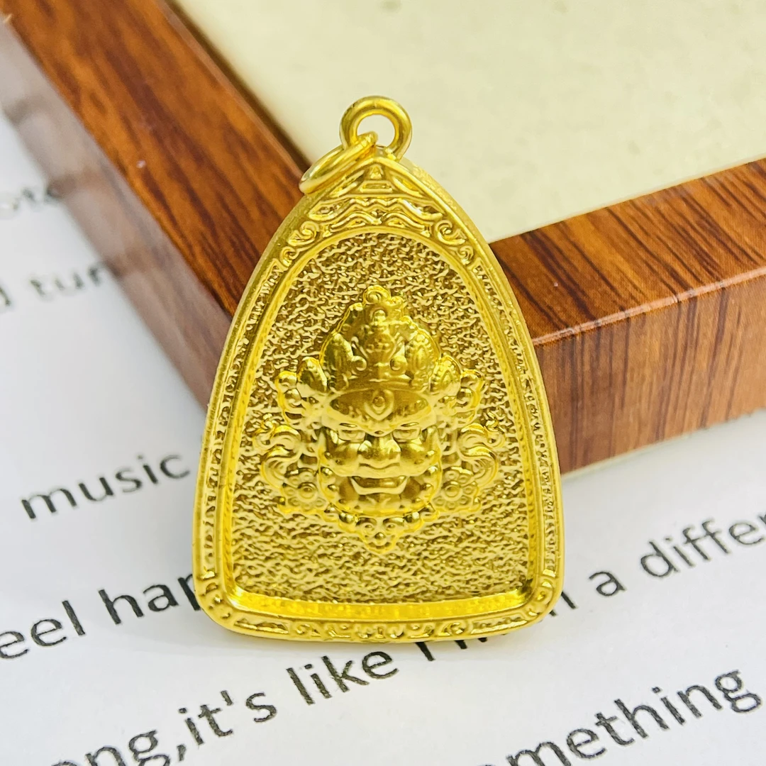 足金999祥瑞金护法黄财神牌黄金首饰配件DP2823-03810