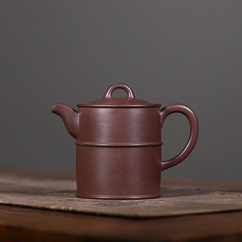 宜兴紫砂一厂原矿老紫泥景州高线壶320毫升纯手工手制