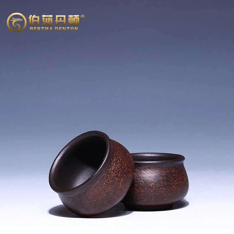 BERTHA DENTON/伯莎丹顿宜兴紫砂品茗杯原矿黑金刚朱泥天坛小杯子