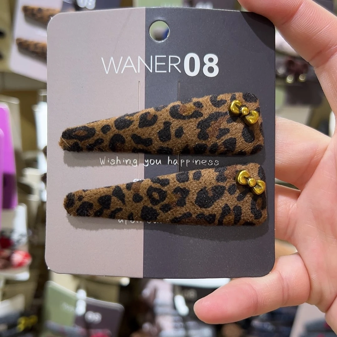 布艺非金属豹纹蝴蝶结拜拜夹