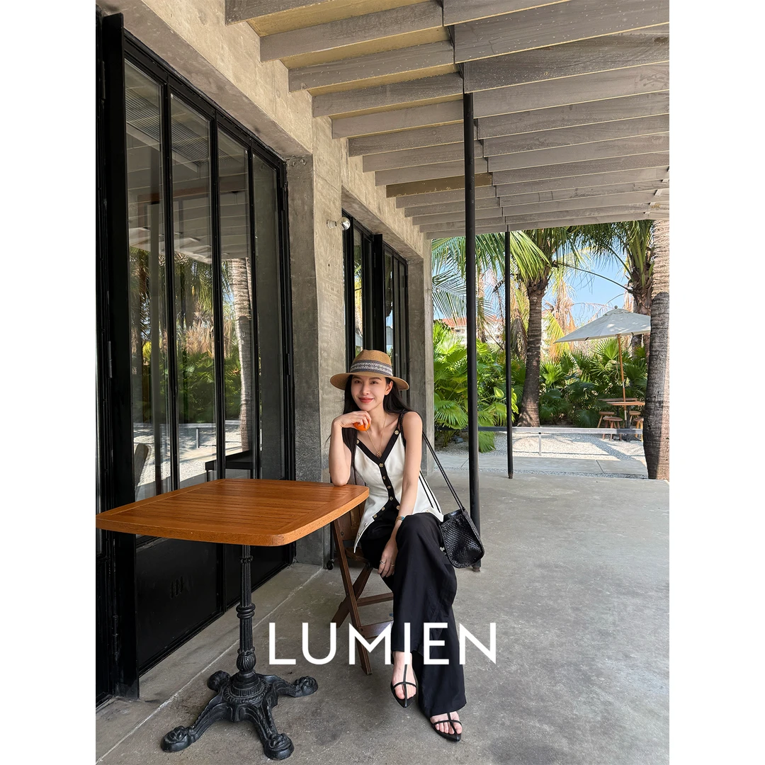 【LUMIEN】名媛风法式复古小香风撞色层次感设计吊带上衣LX4LHH037