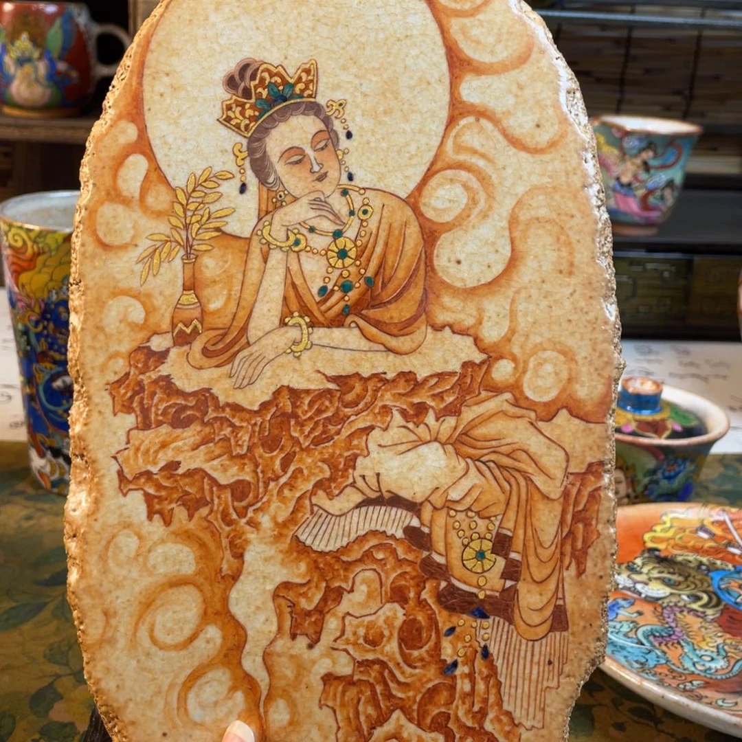 手绘志野壶承赏盘