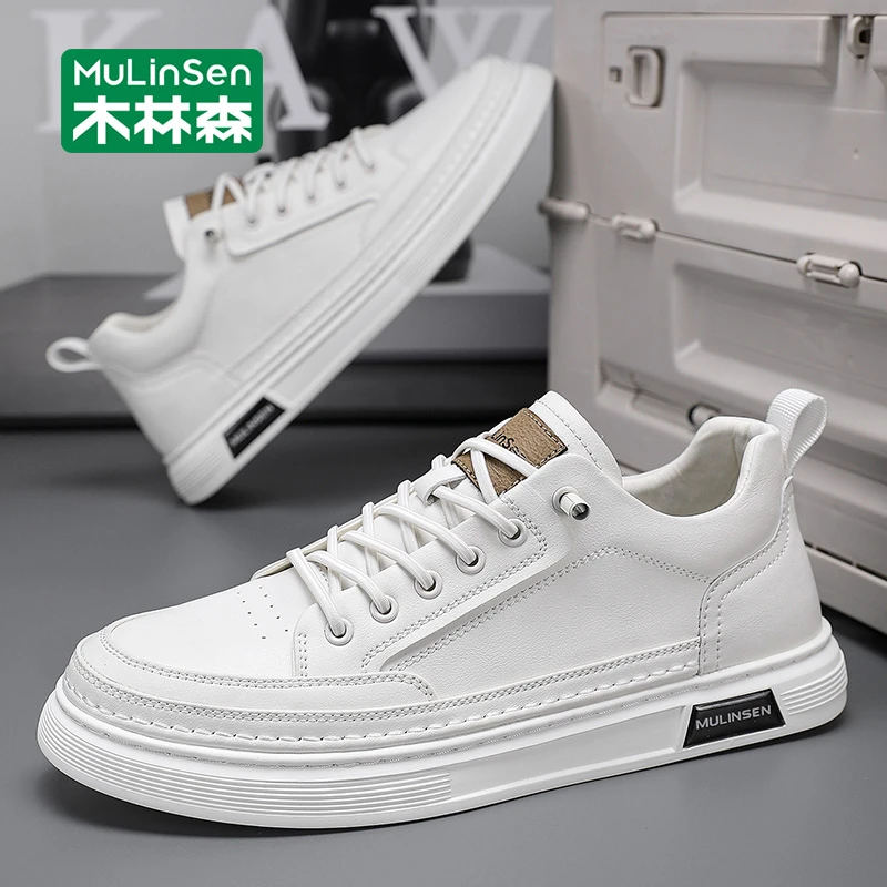 木林森小白鞋男2025秋季新款厚底增高运动低帮百搭休闲男士板鞋