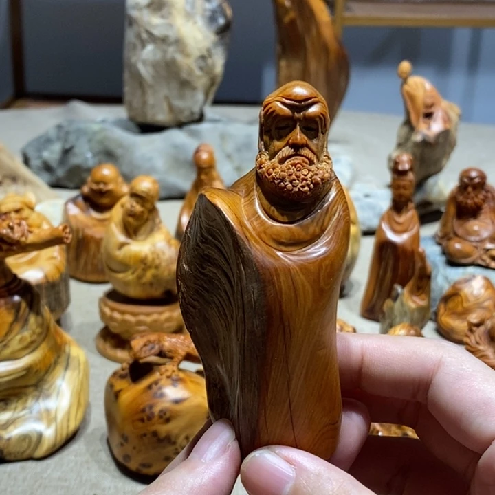 柏木（崖柏）黑油手把达摩