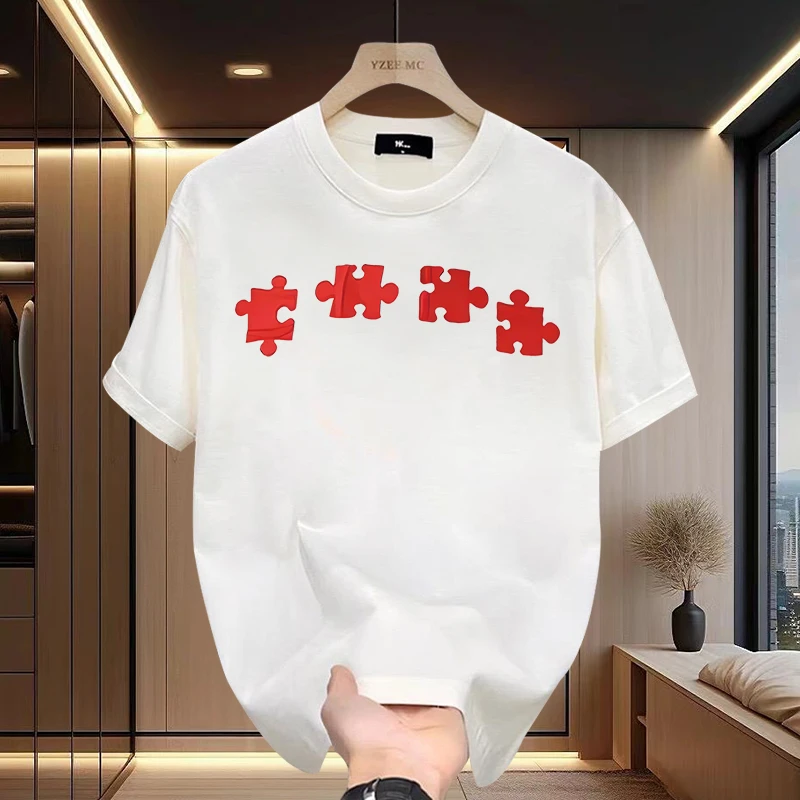 美式痞帅重磅短袖T恤青年男女百搭印花款夏季ins潮牌上衣一半故事