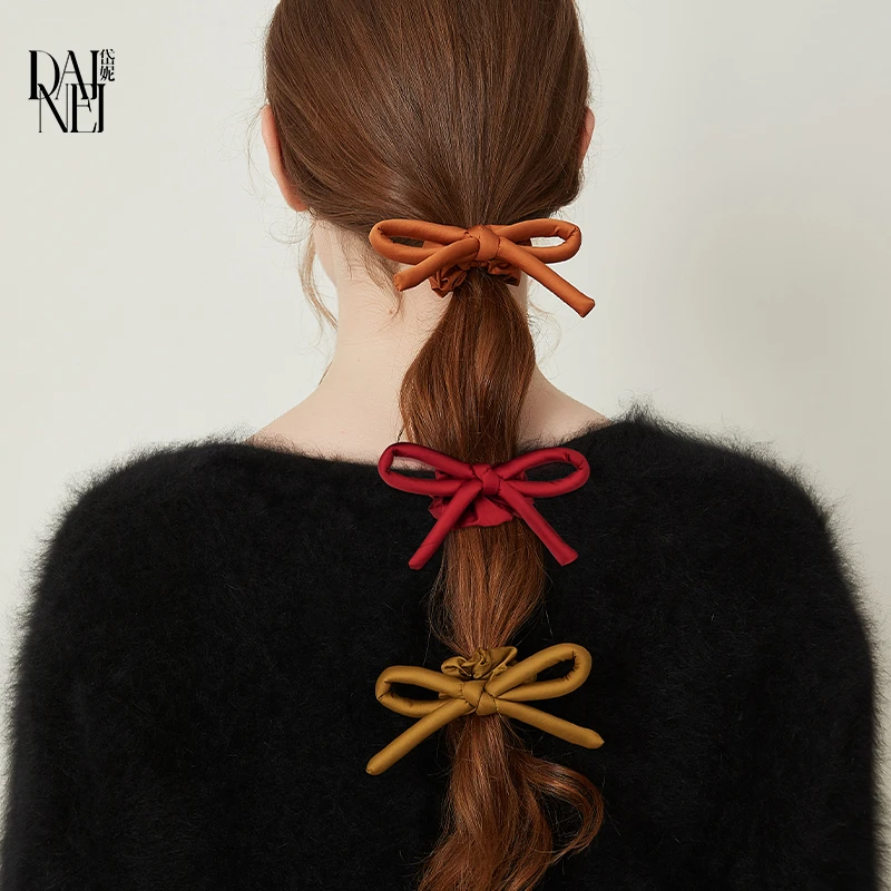 DAINEI岱妮甜心小姐蝴蝶结发圈气质立体充棉女士法式头饰发绳发饰