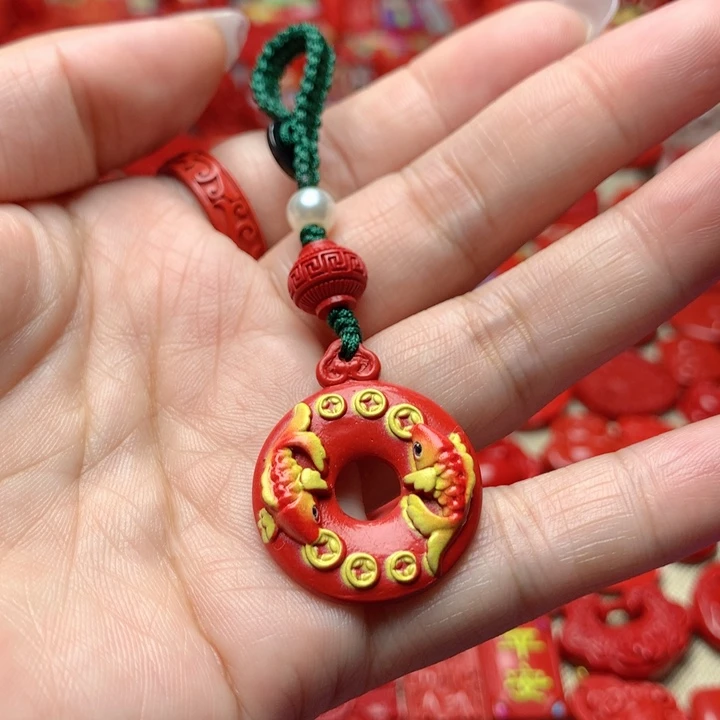 天然辰砂工艺品朱砂钥匙扣