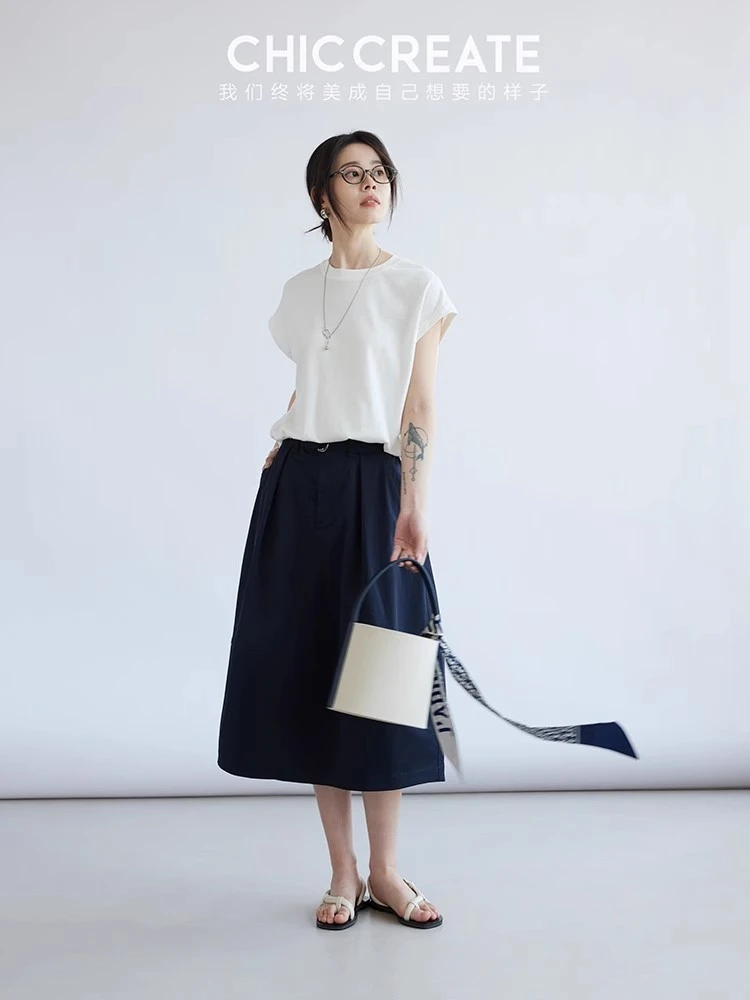 显瘦修胯 附腰带宽松工装花苞裙半身裙女夏季新款