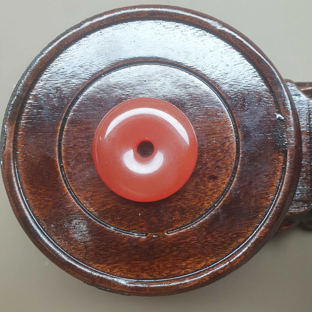 玛瑙红色绿色小平安扣吊坠