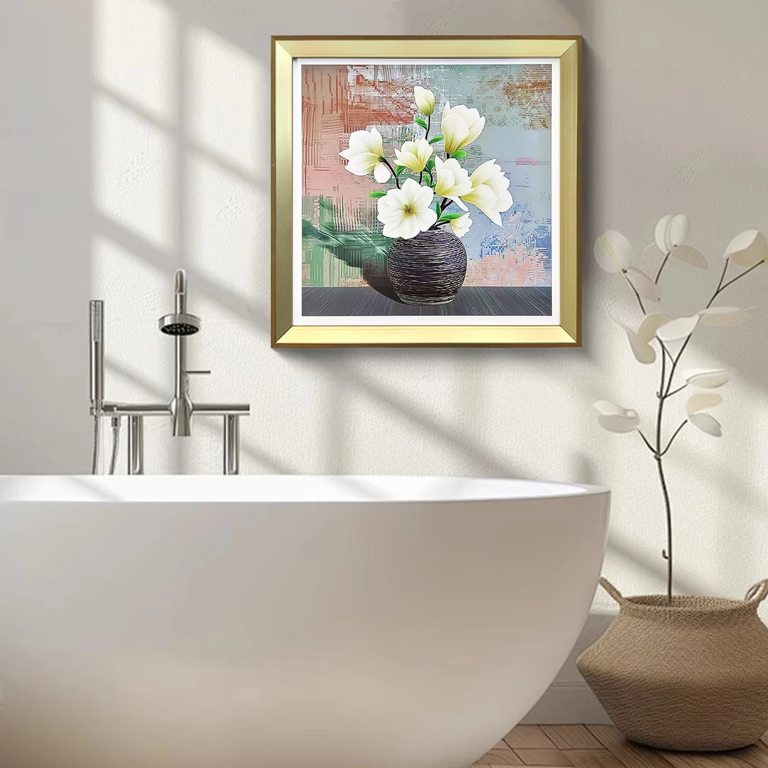 卫生间防水装饰画现代简约防潮厕所浴室民宿洗手间挂画花卉3030