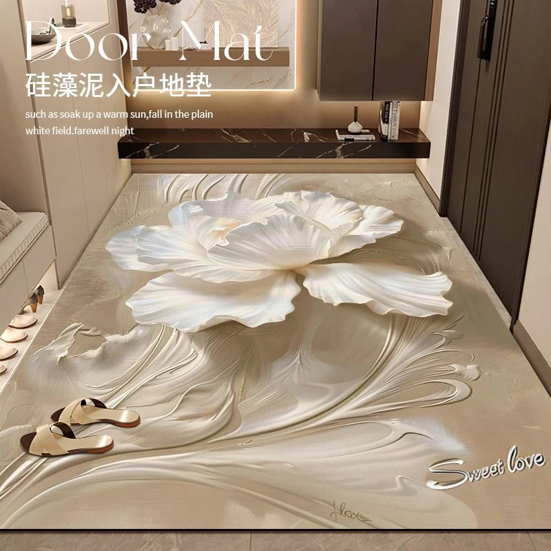 硅藻泥入户门玄关地垫ins风吸水高档家用脚垫轻奢耐脏地毯可定制