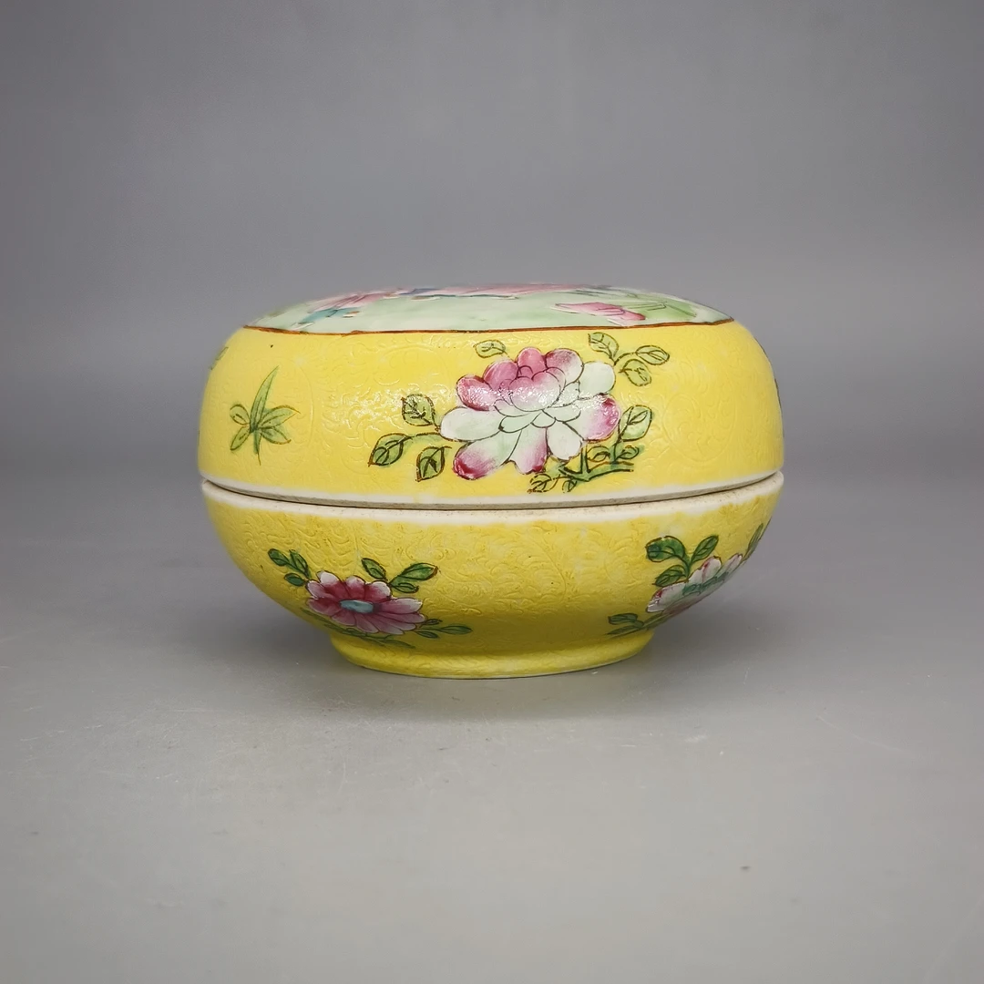 清代 52503027*清中期粉彩人物故事纹盖盒/瓷器五/MM