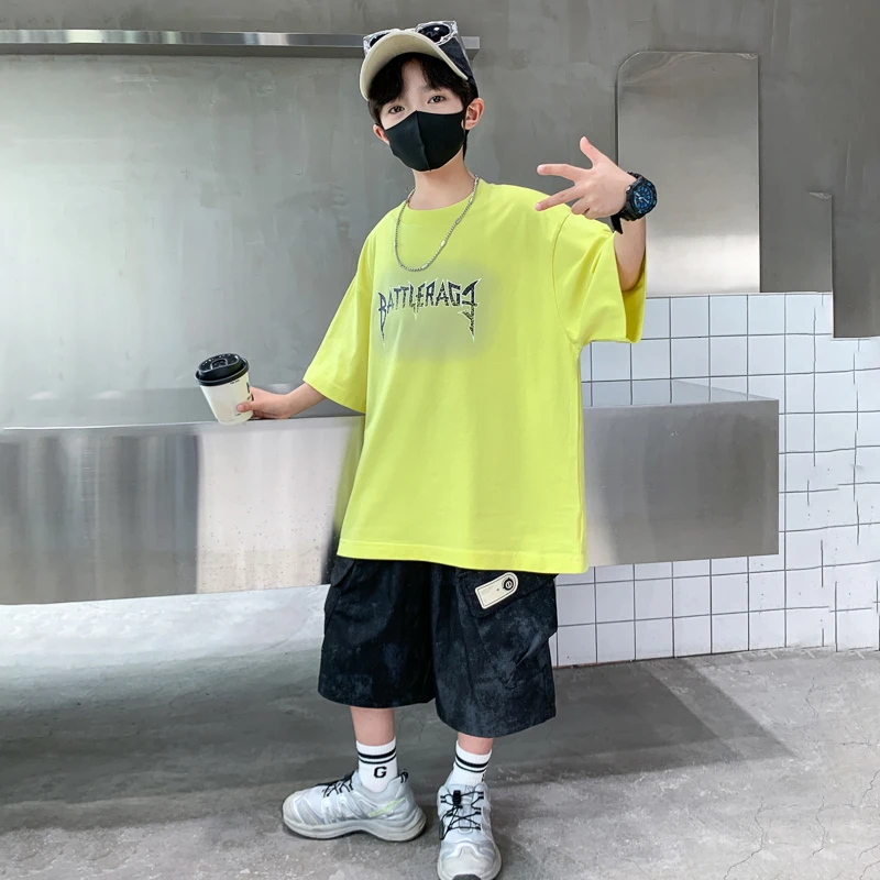 男童夏装套装2025新款中大童夏季男孩短袖韩系儿童夏天痞帅风薄款