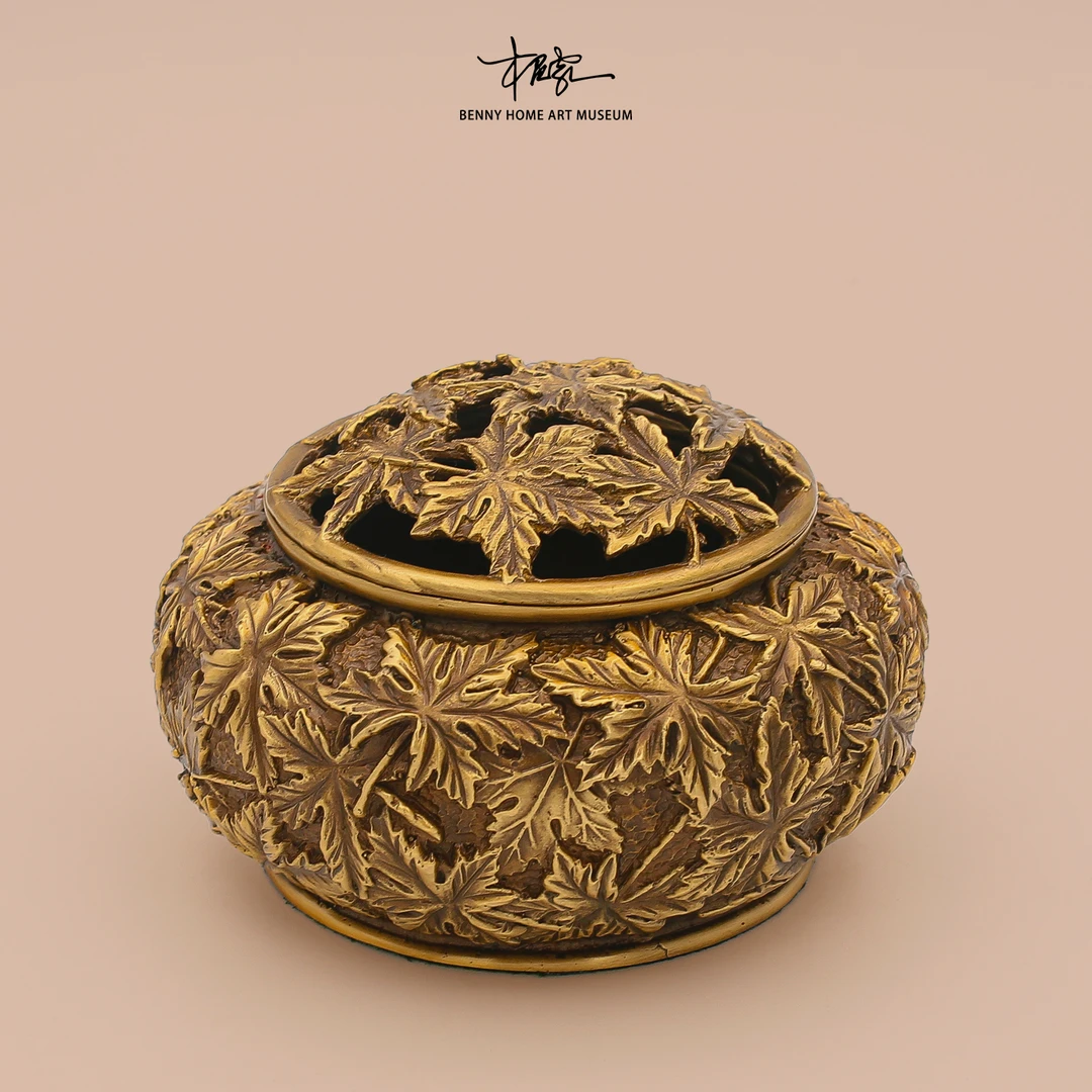 【本尼家】GY162全铜纯手工枫叶香炉茶室茶道书房玄关桌面香炉摆件