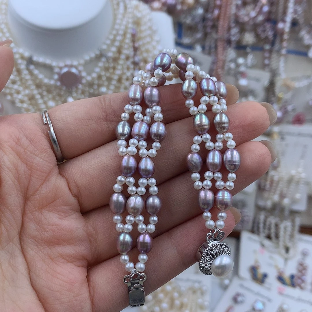 项链银S925镶嵌淡水珍珠