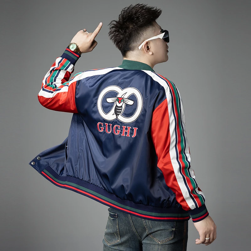 KEMPOTIWON肯珀蒂韦外套男士秋季新款拼色刺绣刺绣棒球服夹克男装