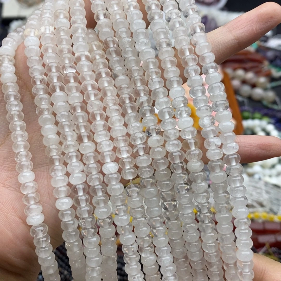 未镶嵌玛瑙/玉髓珠宝半成品一条纯天然胖隔片白水晶4×6mm