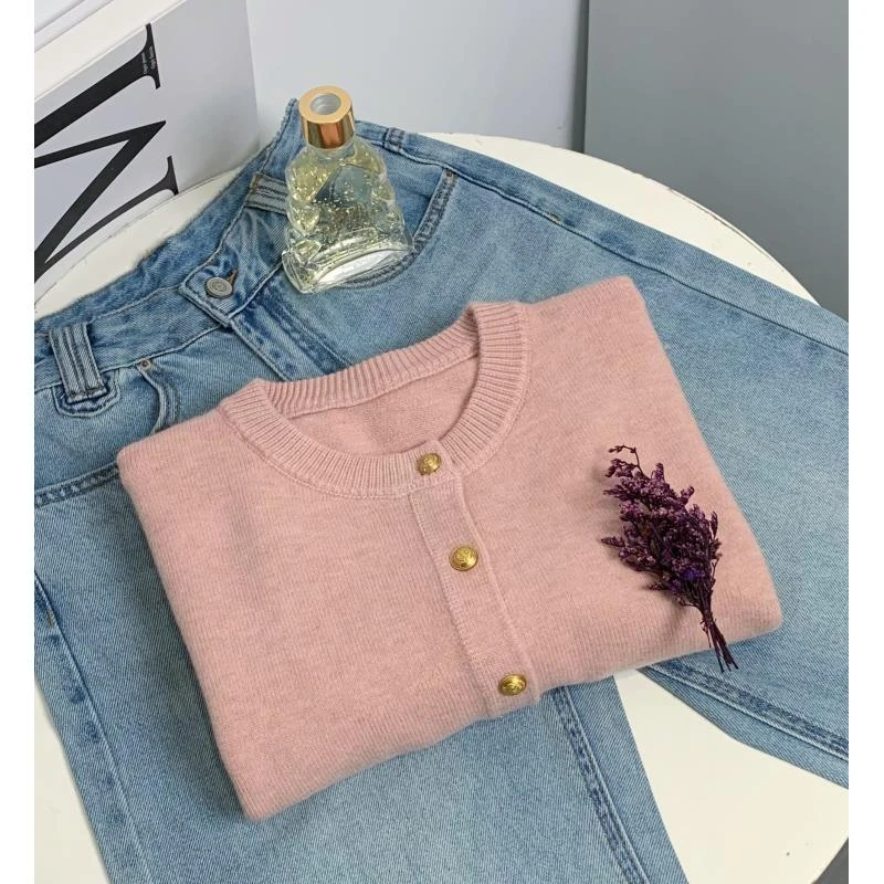 清-汤圆吖粉色柔软百搭针织开衫272000