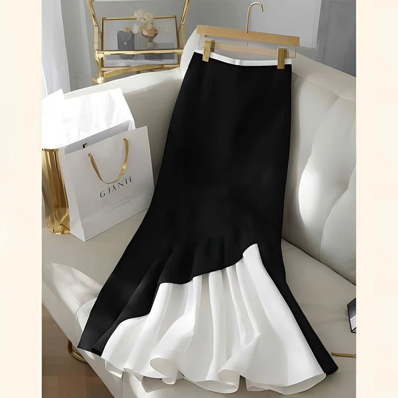 春季小个子高腰显瘦垂感a字裙梨形身材高级感超好看黑色半身裙女