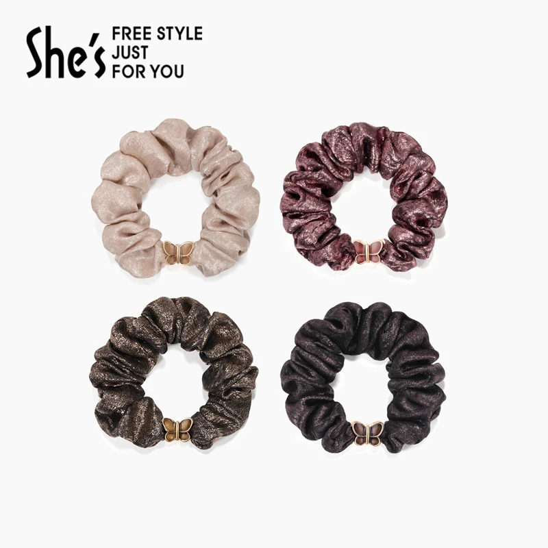 shes莫奈晶石小号发圈欧根纱滴油蝴蝶ins发圈简约超仙气质时尚