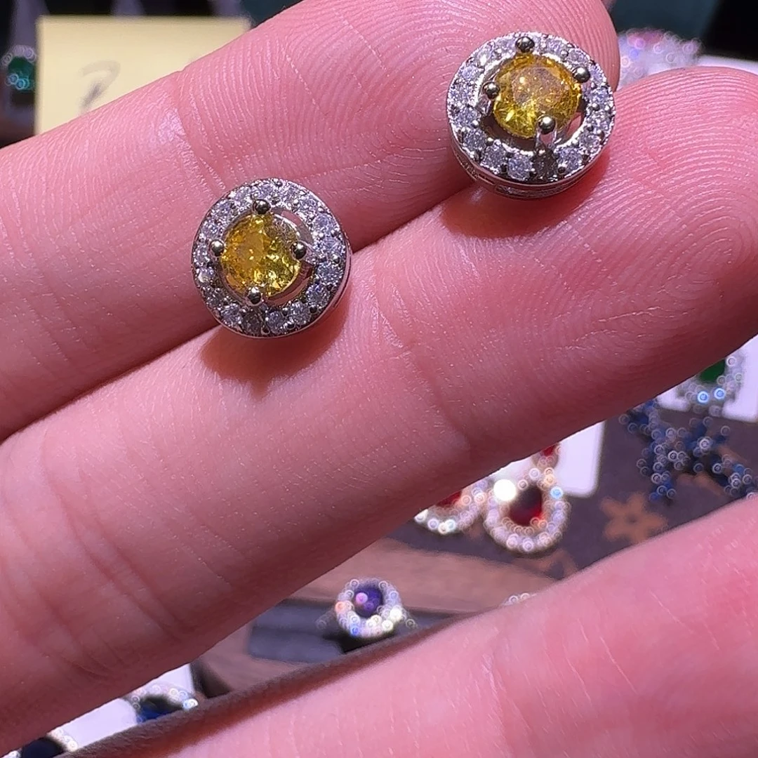 黄晶未镶嵌耳饰黄水晶耳饰